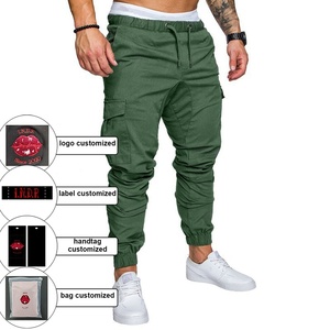 กางเกงขายาวสีพื้นผ้าฝ้ายสำหรับผู้ชาย ไซส์ใหญ่ สไตล์ลำลอง มีกระเป๋า เหมาะสำหรับใส่เล่นกีฬาหรือใส่ลำลอง - Product Image 2