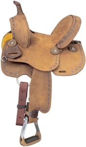 Selle de cheval en cuir premium pour le barrel racing, fabriquée à la main en bois, équipement d'équitation de performance pour ranch et sentier, fabricant - Product Image 3