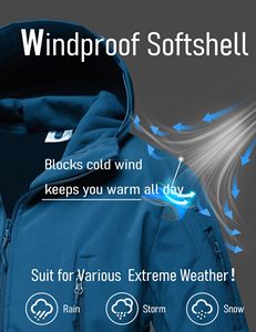 Functional Softshell Jacket Men's Waterproof Windproof Outdoor Workwear Stand Fleece <b>Lined</b> 4 Way Stretch Winter <b>Coat</b> Front - Product Image 3