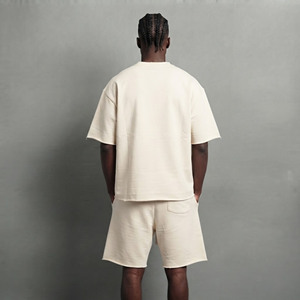 High Quality 100% Cotton Plus Size Men's Breathable Regular Fit Customizable Logo Solid Streetwear 2 Piece Shorts <b>Set</b> - Product Image 3