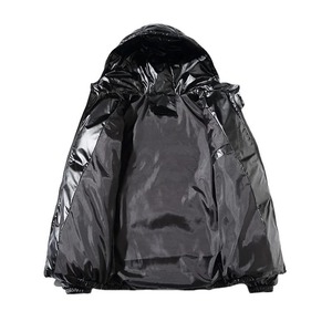 MKB ENTERPRISES Men's <b>Silver</b> Hooded Puffer <b>Jacket</b> Waterproof Windproof 100% Bamboo Fiber Winter Casual Fur Trim Front Logo - Product Image 5