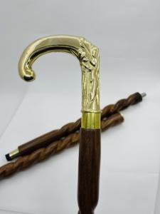 Canne de marche sculptée en métal poli, modèle antique moderne - Art et objet de collection - Product Image 2