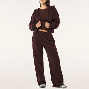 Factory Wholesale New Fashion Women's <b>Cropped</b> <b>Zip</b>-<b>Up</b> <b>Hoodie</b> Casual Sporty & Versatile Solid Color Sweatshirt - Product Image 2