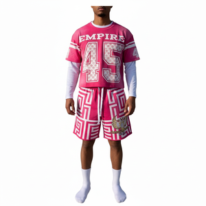 Custom Hot Selling Screen Print T-Shirt set Heavy Weight 100% Cotton Graphic Oversized Boxy Double Layer Long Sleeves <b>TShirt</b> set - Product Image 1