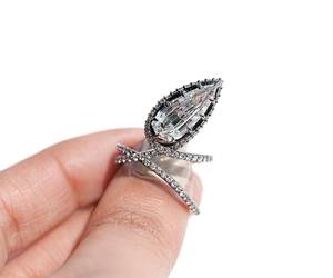 Unique <b>Snake</b> Serpent Engagement <b>Ring</b> Lab Grown Diamond <b>Snake</b> <b>Ring</b> Step Cut Pear Teardrop <b>Ring</b> 14K Black Gold <b>Ring</b> Pinky Finger - Product Image 3