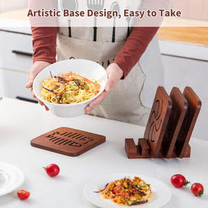 Posavasos de madera Premium para bebidas con soporte Posavasos de madera maciza para la cena Té Bebida Etc. - Product Image 5