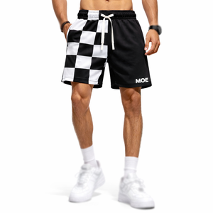 Shorts d'entraînement pour hommes en maille contrastante, en polyester, avec cordon de serrage, bas de tenue athlétique, fabrication en gros sous marque privée - Product Image 1