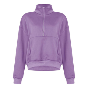 Oversized Long Sleeve Zipper-<b>up</b> Turtleneck Streetwear Front Printed Woman's Sport Sweatshirt <b>Cropped</b> Outdoor Running Top - Product Image 5