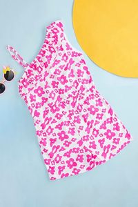 Combinaison courte à imprimé floral pour filles, à une épaule, sans manches, respirante, en polyester - Product Image 2