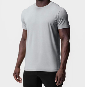 T-shirt pour homme à manches courtes vert olive, col rond, coupe ajustée, décontracté, tricoté, couleur unie, jersey respirant en coton - Product Image 5