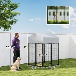 Caseta para Perros de Exterior Reforzada de 4FT x 4FT x 6FT con Techo, a Prueba de Escapes, con Cerradura, Corral de Alambre Soldado para Perros - Product Image 2