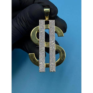 Luxury Dollar <b>Sign</b> Pendant Iced Out Diamond Look Hip Hop Chain Gold Silver Bling Necklace Statement Jewelry Gift - Product Image 1