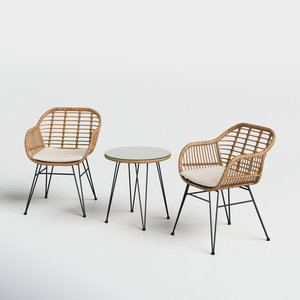 3-Piece Rattan Seating Group with <b>Cushions</b> Outdoor Patio Conversation Garden Set - Product Image 5