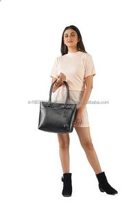 Sac cabas en cuir véritable pour femme, motif Saffiano, fermeture à rabat, deux poignées, style classique, usage quotidien, noir - Product Image 2