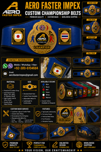 Ceinture de championnat de boxe personnalisée, décontractée, en cuir PU bleu uni, réglable, avec plaque en alliage doré, design 3D, pour la classe junior 40,0 kg - Product Image 5