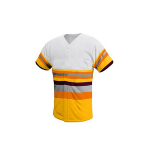 Men's Baseball Jersey V-Neck Short Sleeve Solid Yellow White Polyester Moisture Wicking Heat-Transfer Printed All Seasons - Product Image 1