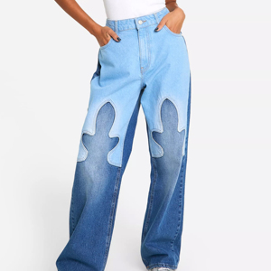 Custom Made New Style Women's Wide <b>Jeans</b> Pants Factory Manufacturer Casual Skinny Fit <b>with</b> Flat Front and Washed Technics - Product Image 2