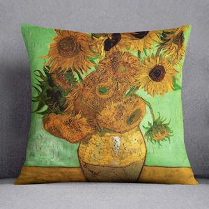 Quadro su tela con cuscino a tema Vaso con dodici girasoli di Van Gogh, 2 pezzi - Product Image 1