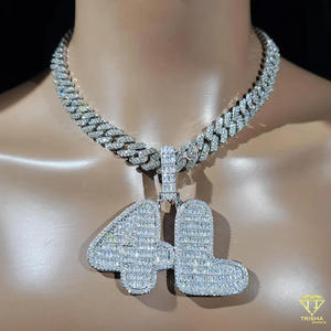 Collier personnalisé avec nom, moissanite, plaqué or 18 carats, certifié GIA, pendentif hip-hop glacé, argent 925, bijoux de luxe, cadeau - Product Image 1
