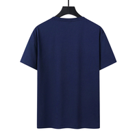 Heren marineblauw T-shirt met grafische print, ronde hals en korte mouwen, berglandschap ontwerp, casual streetwear, groothandel kleding