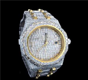 Montre bracelet en acier inoxydable à quartz unisexe, style antique, de luxe, personnalisée OEM avec moissanite - Product Image 3