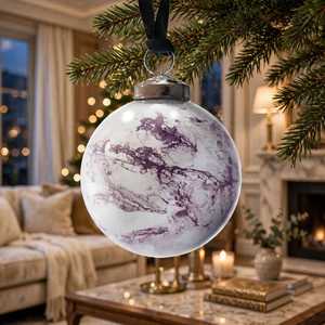 <b>Purple</b> Marble <b>Christmas</b> Ball Ornament Hanging Tree <b>Decoration</b> Holiday Home Decor - Product Image 1