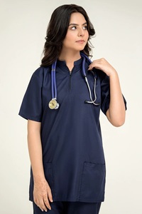 Conjunto de Uniforme Médico EVERGLOW Unisex Negro con Cuello en V, Pantalones de Algodón y Spandex para Doctores, con Tecnología de Detección de Agujas y Fusión sin Costuras - Product Image 2