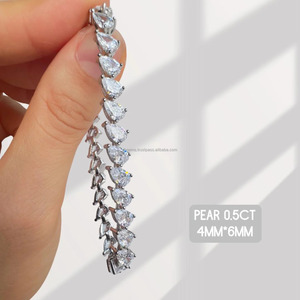 RB อัญมณีที่กำหนดเองสร้อยคอลูกแพร์เพชรสร้อยคอเทนนิส VVS Moissanite สร้อยข้อมือเพชรขนาดใหญ่สไตล์โรแมนติกเครื่องประดับทอง14K เสน่ห์ดี - Product Image 3