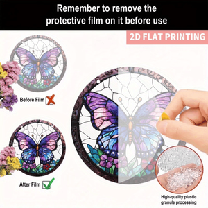 CIFbuy Atrapasueños de Acrílico Transparente de Alta Definición con Diseño de Mariposa y Flores Púrpuras, Elegante Decoración de Cristal - Product Image 4