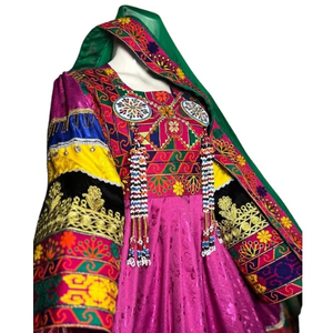 Afghan Kuchi Dress With Heavy <b>Mirror</b> And Coin Work Tribal Embroidery Ethnic Long Maxi Gown Perfect For Bridal Afghan Kuchi Dress - Product Image 5