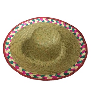 Sombrero Mexicano de Paja de Ala Ancha, Material de Paja Natural de Vietnam, para Festivales de Verano, Disfraces, Uso en la Playa - Product Image 1