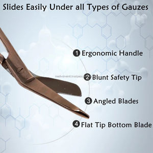 Tijeras para vendajes de 5.5 pulgadas, color marrón, para zurdos, de acero inoxidable, para traumatismos, OEM ODM, instrumentos quirúrgicos manuales, grado médico, CE - Product Image 5