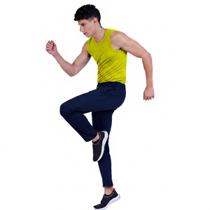 Pantalon skinny pour homme, taille haute, élastique, couleur unie, respirant, en spandex et polyester, poches latérales, longueur intégrale, 120g, été - Product Image 2