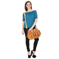 DIOS-Monedero de piel para mujer, bolso cruzado de estilo gitano, marrón/tostado
