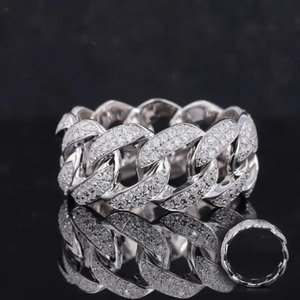 Cadena de Plata de Ley 925 con Eslabones Cubanos Clásicos, Chapada en Rodio, con Incrustaciones de Moissanita, para Mujer, Joyería de Lujo Unisex Estilo Hip Hop para Bodas - Product Image 2
