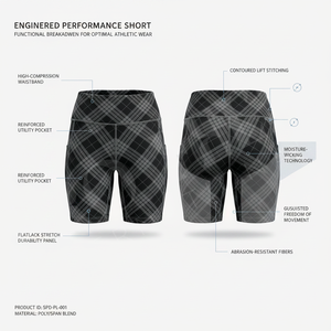 Nouveau design 2026 – Short de sport compressif à carreaux pour femme, sans couture, extensible, pour l'entraînement et le fitness, effet push-up, personnalisable OEM/ODM avec logo - Product Image 2