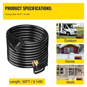 Cable de Extensión para RV de Alta Resistencia de 30 pies y 50 Amperios, 125/250V, con Conector Moldeado y Asas - Product Image 3