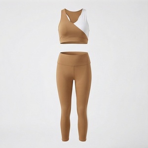 Womens Yoga Set Solid Customized Color Latest Design Gym Fitness Activewear Wholesale Workout Clothing <b>Low</b> MOQ Trend - Product Image 1