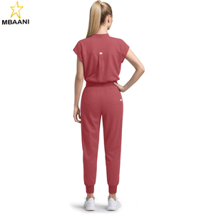Ensemble de tenues médicales pour femmes, haut sans manches à col montant et pantalon de jogging, 8 poches - Product Image 2