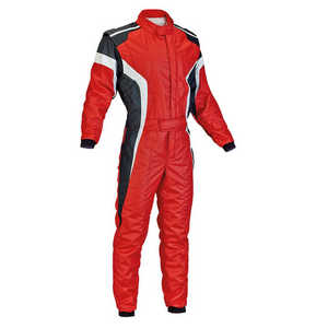 <b>Red</b> Full Sleeve Motorcycle Racing <b>Suit</b> With Black And White Accents For Men All Seasons Wear Color Blocked Design - Product Image 1