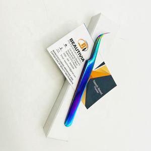 แหนบต่อขนตาสแตนเลสพลาสม่าสีรุ้งแหนบปลายแหลมแบบโค้งออกแบบโลโก้ได้ตามต้องการ - Product Image 6