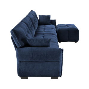 Divano Modulare Premium a 4 Posti con Pouf, Struttura in Legno Massello, Cuscini ad Alta Resilienza, Configurabile in Ciniglia per Soggiorno - Product Image 5