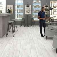 Carreaux de porcelaine aspect bois contemporains gris érable 8x48 pouces, finition brillante, épaisseur 12 mm, antibactériens, antidérapants pour un style moderne