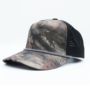 Mesh Baseball <b>Cap</b> With Rope Trim Breathable <b>Waterproof</b> Outdoor Casual Hat For Adults 6-Panel Fitted Style - Product Image 1
