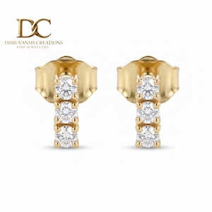 Nouveauté - Boucles d'oreilles en or massif 14 carats avec diamants de laboratoire taille brillant pour femme - Cadeau de fiançailles, de mariage ou d'anniversaire - Product Image 1