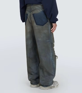 Jeans de Hombre 100% Algodón con Acabado Encerado Personalizado, Estilo Baggy, Efecto Pintura de Barro, 14 OZ - Product Image 1