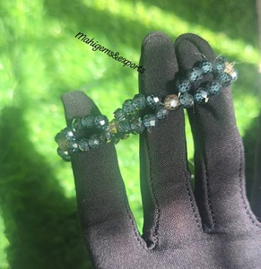 Faceted Blackish Blue Moissanite & Light Champagne 4.5 MM to 5 MM <b>beads</b> <b>Bracelet</b> Hand made - Product Image 3