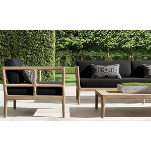 Sillón de Exterior Premium, Estructura de Madera de Teca Sólida, Asiento Profundo con Diseño Arquitectónico en Rejilla, Cojín Ecológico, Muebles Modernos para Hotel - Product Image 6