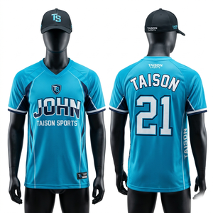 Maillot en jersey de polyester respirant de qualité supérieure, 150 GSM, bleu aqua avec empiècements latéraux contrastés, logo personnalisé par sublimation - Product Image 1