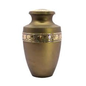 Urna Funeraria de Latón para Adultos de Alta Calidad, Elegante, Color Azul Cobalto Zafiro Brillante, con Banda de Hoja de Oro Grabada - Product Image 3